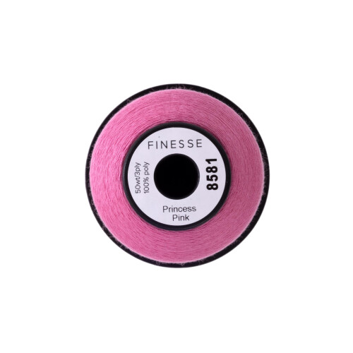 Finesse Thread Solid Colors | 100% Polyester  3ply  50wt | Thread Cones | 100% Polyester Thread for Quilting and Sewing (Princess Pink  1 100 Yards) 1