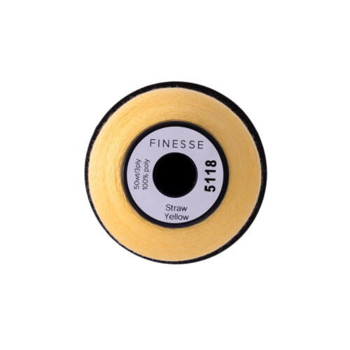 Finesse Thread Solid Colors | 100% Polyester  3ply  50wt | Thread Cones | 100% Polyester Thread for Quilting and Sewing (Straw Yellow  1 100 Yards) 1