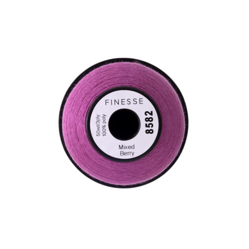 Finesse Thread Solid Colors | 100% Polyester  3ply  50wt | Thread Cones | 100% Polyester Thread for Quilting and Sewing (Mixed Berry  1 100 Yards) 1