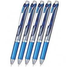 Pentel EnerGel Deluxe RTX Retractable Liquid Gel Pen 1.0mm  Midium Line  Metal Tip  Blue Ink-Value set of 5