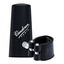 Vandoren LC25P Legatura in pelle e cappuccio in plastica per clarinetto tedesco in Sib con 3 piastre di pressione intercambiabili