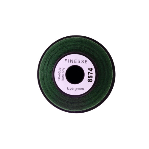 Finesse Thread Solid Colors | 100% Polyester  3ply  50wt | Thread Cones | 100% Polyester Thread for Quilting and Sewing (Evergreen  1 100 Yards) 1