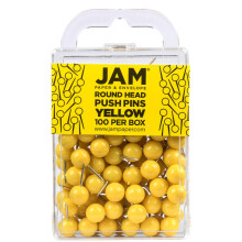 JAM PAPER Kleurrijke push-pins - Ronde kop Kaart-punaises - Gele punaises - 100/pak