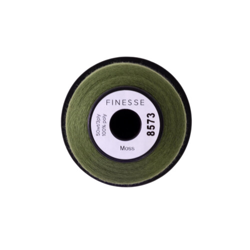 Finesse Thread Solid Colors | 100% Polyester  3ply  50wt | Thread Cones | 100% Polyester Thread for Quilting and Sewing (Moss  1 100 Yards) 1