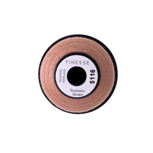 Finesse Thread Solid Colors | 100% Polyester  3ply  50wt | Thread Cones | 100% Polyester Thread for Quilting and Sewing (Buckskin Brown  1 100 Yards) 1
