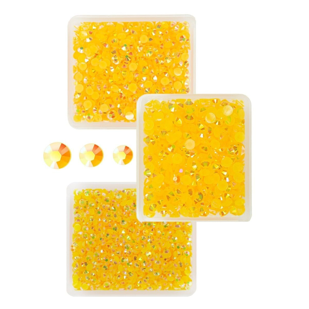 Qiipii Strass En RéSine Ab Orange Jaune Pour Travaux Manuels 3 Mm 4 Mm 5 Mm Jaune Foncé Ab Pierres De GeléE à Dos Plat En Vrac SS10 SS16 SS20 Dia-image