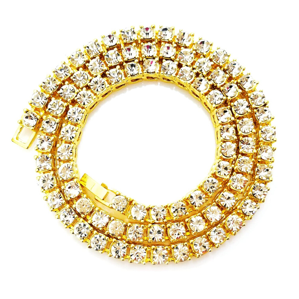 Hh Bling Empire Gold Silber Iced Out Diamant Tenniskette Halskette Fur Manner Frauen Strass Tennis Halsketten Fur Frauen Und Teenager Bling Runde-image