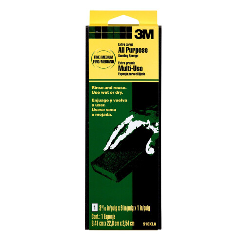 3M 3M Sanding Sponge Extra Large Area 3.3-in x 9-in Medium