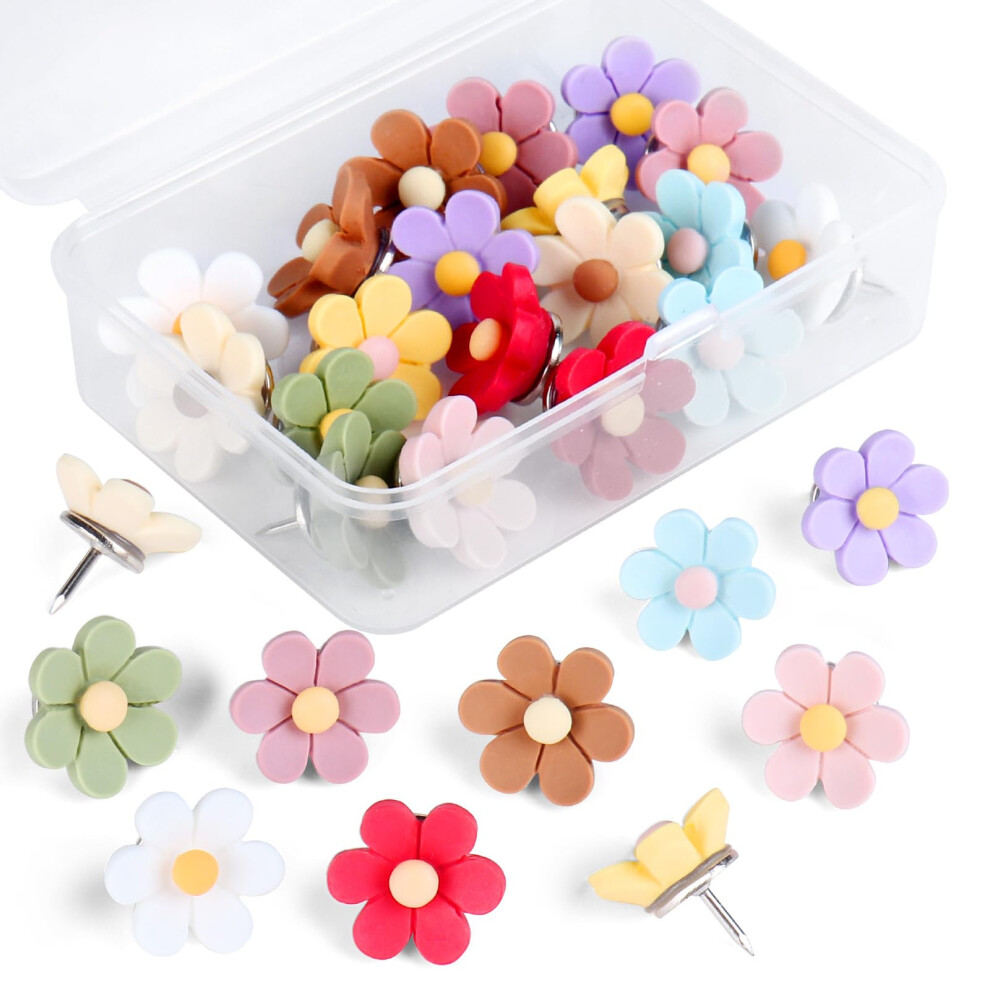 Lot de 30 punaises décoratives en forme de fleur pour tableau en liège, jolies punaises pour tableau en liège, amusantes pour mur photo, mur d'af