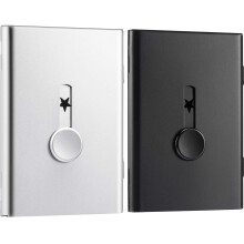 Tatuo 2 Pack Thumb Drive Business Card Holder Stainless Steel Business Name Card Case Portable Slide Out Name Holder Wallet Nice Design Pocket for Me