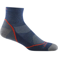 Darn Tough Vermont Men's Light Hiker 1/4 Lightweight with Cushion - Merino Wool Socks for Hiking - Blue/Denim Medium