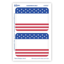 Avery Premium American Flag Navnem?rker No Lift No Curl 36 h?ndskrivbare navneklisterm?rker