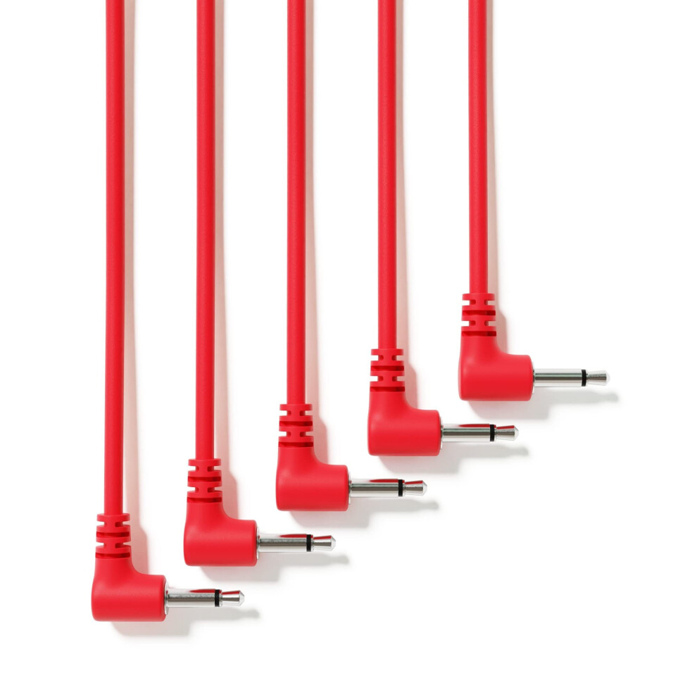 Excelvalley 5Er-Pack Rechtwinklige Modulare Mono-Patchkabel 3,5 Mm 1/8"""" Eurorack-Synthesizer [Rot | 60 Cm 23,62""""]-image