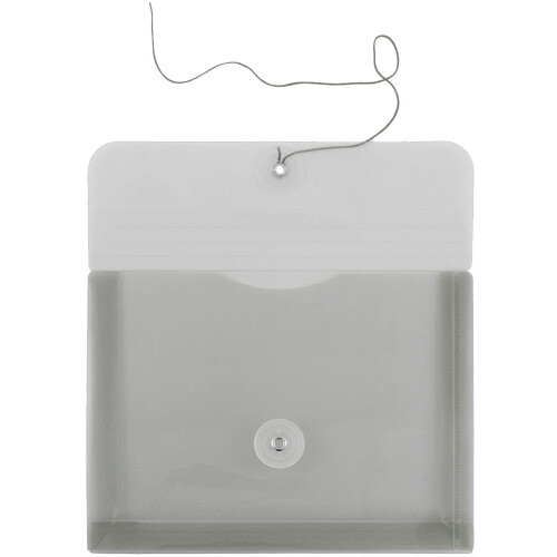 JAM PAPER Plastic Envelopes with Button & String Tie Closure - Index Size - 5 1/2 x 7 1/2 - Smoke Gray - 3/Pack 1