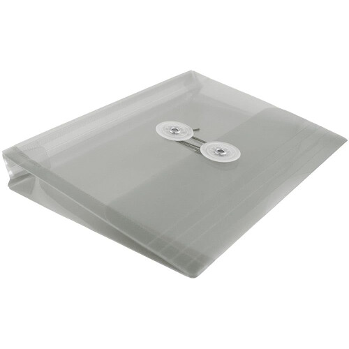 JAM PAPER Plastic Envelopes with Button & String Tie Closure - Index Size - 5 1/2 x 7 1/2 - Smoke Gray - 3/Pack 2