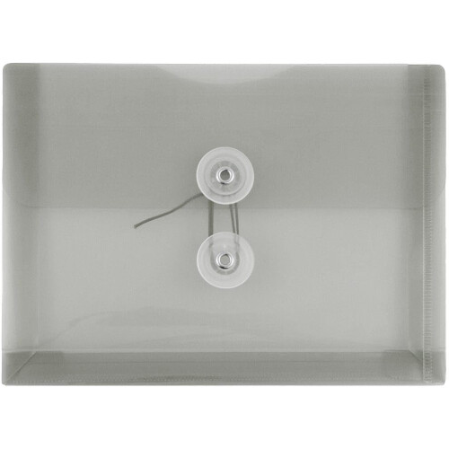 JAM PAPER Plastic Envelopes with Button & String Tie Closure - Index Size - 5 1/2 x 7 1/2 - Smoke Gray - 3/Pack