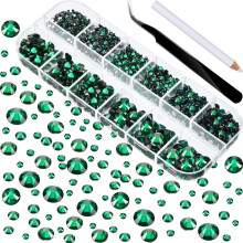 2000 Pieces Flat Back Gems Rhinestones 6 Sizes (1.5-6 Mm) Round Crystal Rhinestones with Pick up Tweezer and Rhinestones Picking Pen for Crafts N