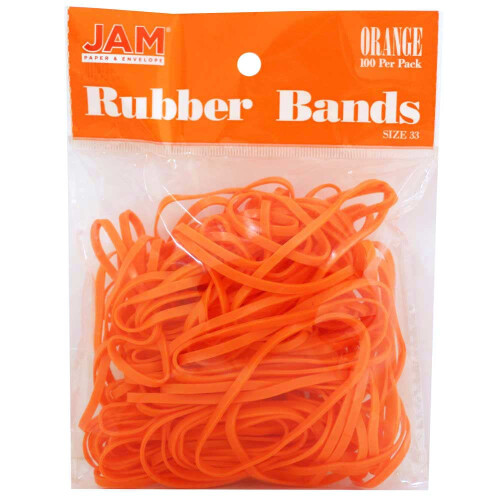 JAM PAPPER Frgglada gummiband - Storlek 33 - Orange gummiband - 100/pack