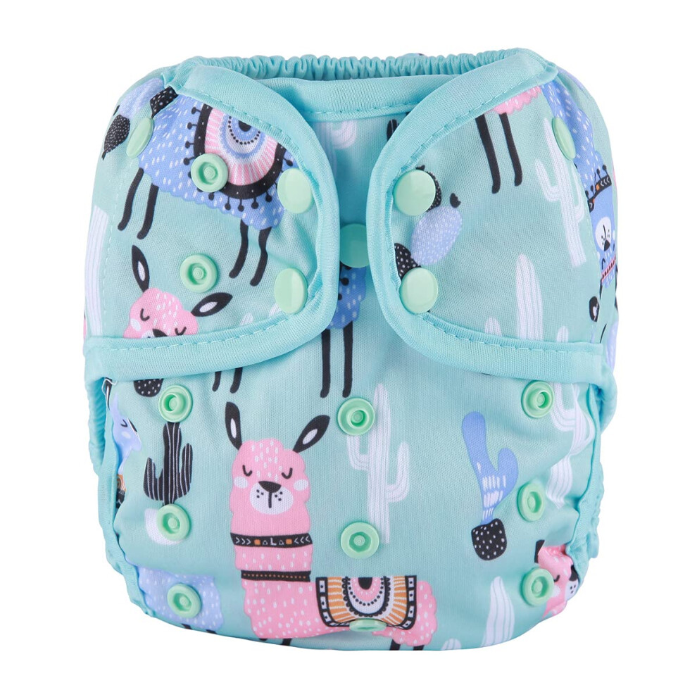 Sigzagor Baby Diaper Cover Nappy One Size 10Lbs To 36Lbs (Blue Alpacas)