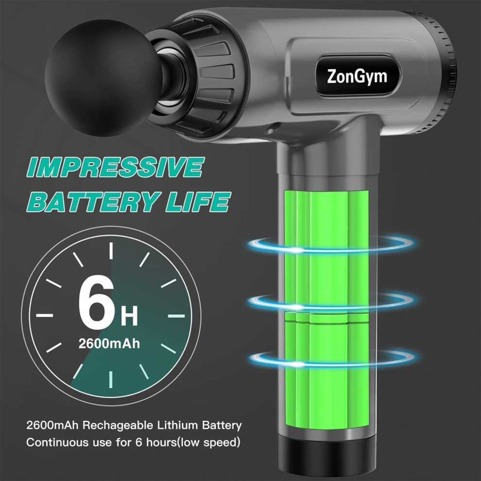 Zongym Massage Gun Deep Tissue, Percussion Muscle Massager, Quiet Hand Massager For Muscle Neck Back Shoulder Pain Reli