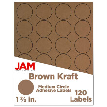 Sigillo adesivo per etichetta del cerchio di carta in jam - 1 diametro da 2/3 pollici - kraft marrone - 120 etichette rotonde/pacchetto