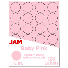 Sigillanti adesivi per l'etichetta del cerchio di carta in jam - 1 diametro da 2/3 pollici - pastello rosa per bambini - 120 etichette rotonde/pacche