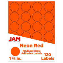 Sigillanti adesivi per l'etichetta del cerchio di carta in jam - 1 diametro da 2/3 pollici - rosso intenso al neon/arancione - 120 etichette rotonde/