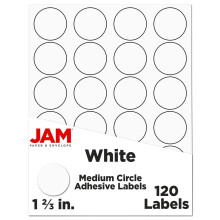 Sigillanti adesivi per etichetta del cerchio di carta in jam - 1 diametro da 2/3 pollici - bianco - 120 etichette rotonde/confezione