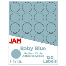 Sigillo adesivo per etichetta del cerchio di carta in jam - 1 diametro da 2/3 pollici - blu baby - 120 etichette rotonde/pacchetto