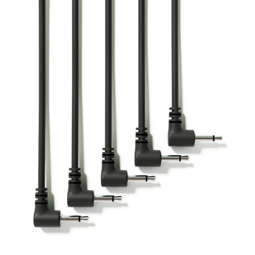 Excelvalley - 5-Pack - Cavi Modulari Mono Patch Ad Angolo Retto - 3,5Mm 1/8" Eurorack Sintetizzatore [Nero - 60 Cm - 24"]-image