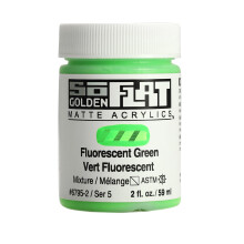 SoFlat Matte Acrylics by GOLDEN Fluorescent Green 2 fl. oz. Jar Professional Acrylic Paint Semi-Transparent