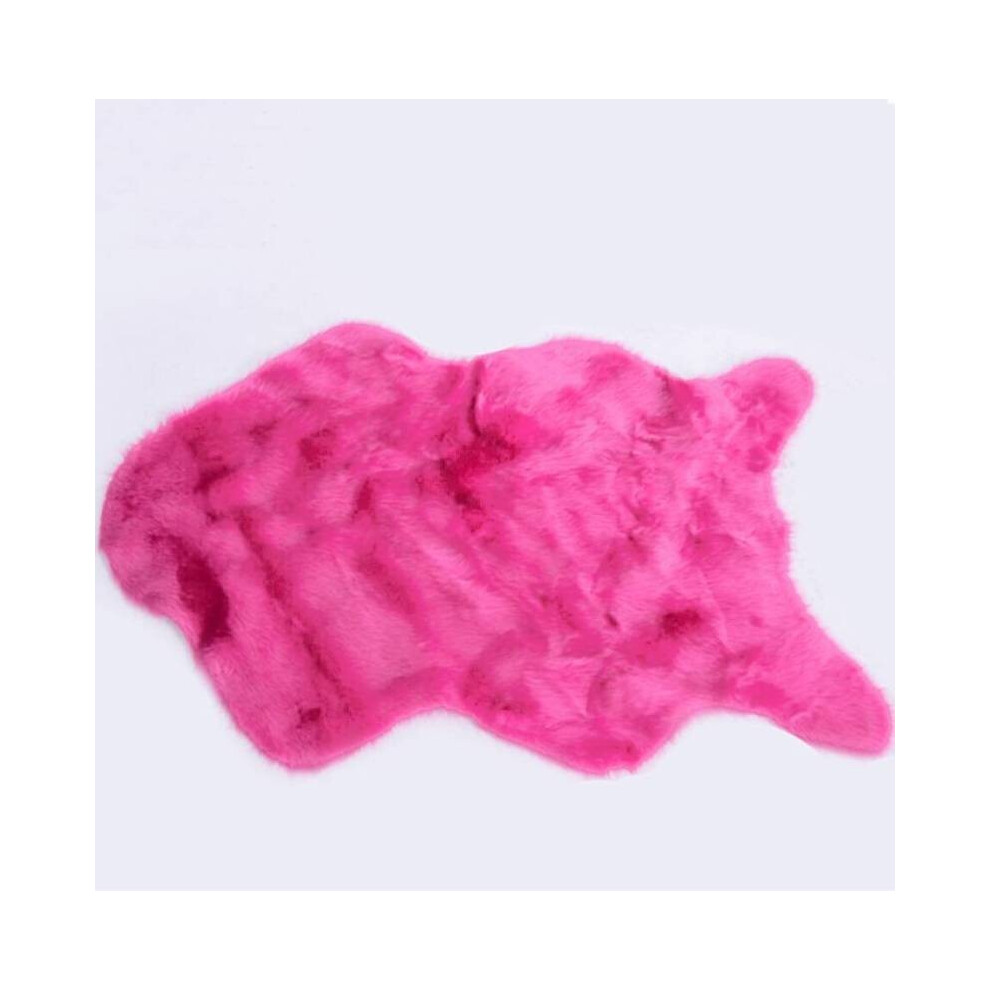 (Hot Pink, 15.74x23.62''/40x60cm) Soft Fluffy Wool Sheepskin Mat Sofa Bedroom Washable Rug Floor Carpet Blanket