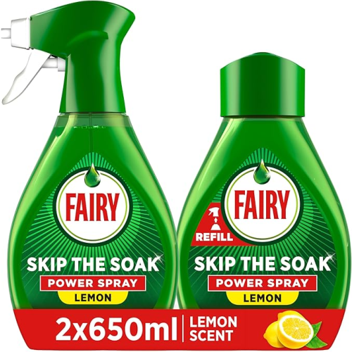 Fairy Fairy Skip the Soak Dish Spray Kit, Lemon, 1.3L