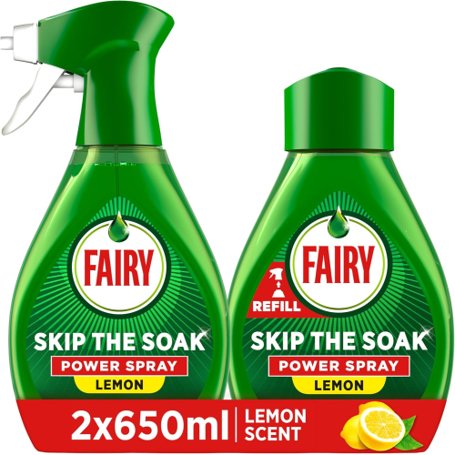 Fairy Fairy Skip the Soak Dish Spray Kit, Lemon, 1.3L 2