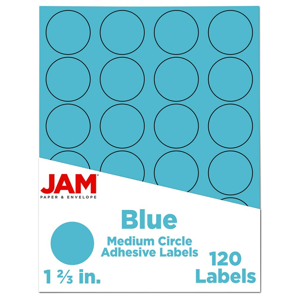 Jam Paper Runde Etikettenaufkleber, Siegel 1 2/3 Zoll Durchmesser Blau 120 Runde Etiketten/Packung-image