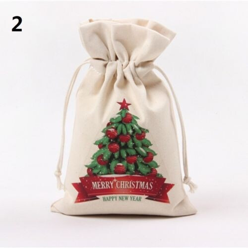 (2#) Christmas Gift Bag Canvas Christmas Bag Gift Bag