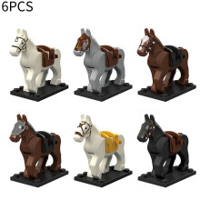 (6PCS) Horse Figure War Minifigures Building Block Model Desktop Gift Decor Children