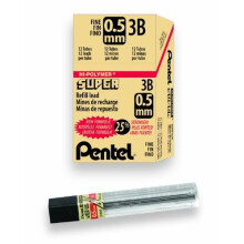 Pentel Super Hi-Polymer Lead Refill  0.5mm  Fine  3B  144 Pieces of Lead (C505-3B)