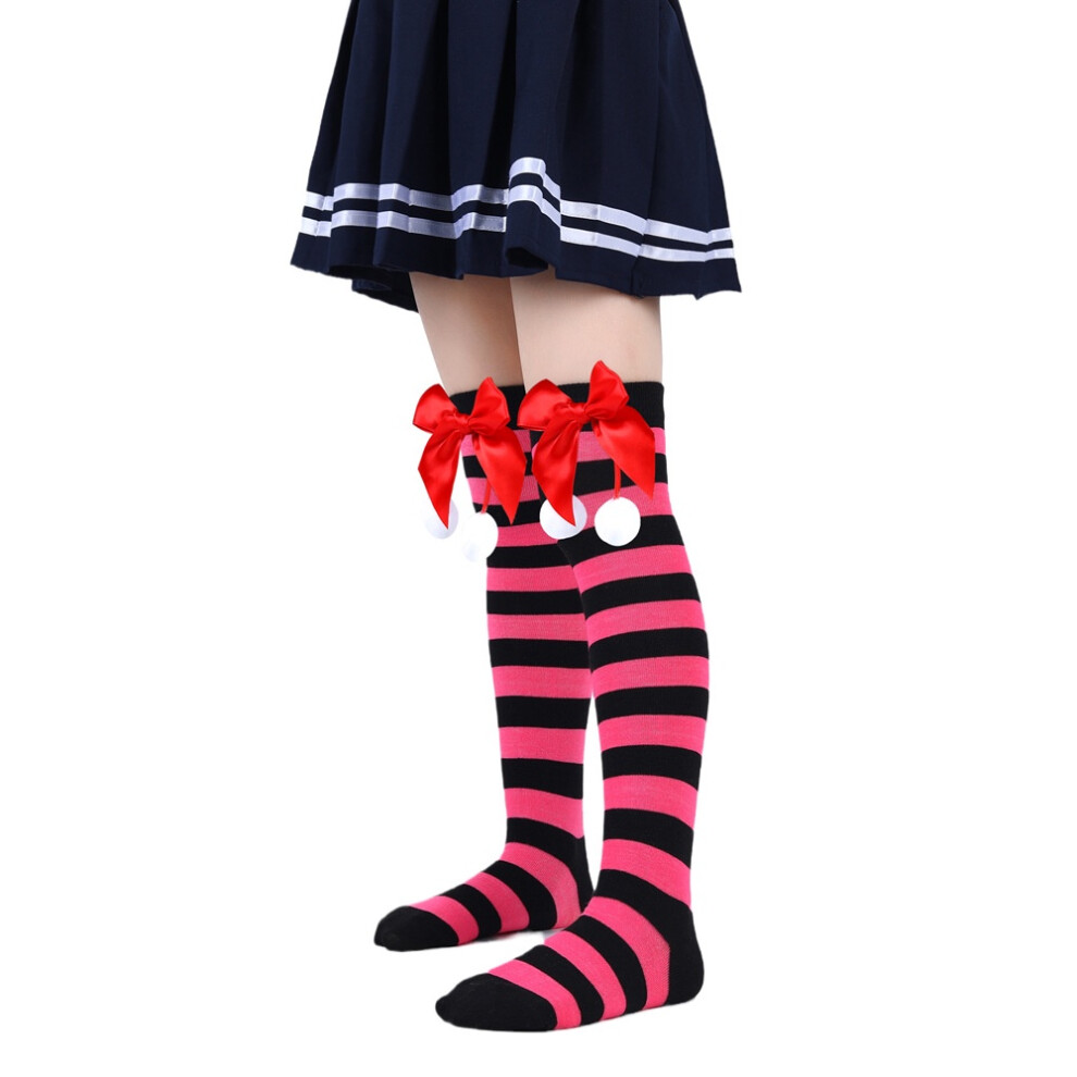 (Style M) Bow Striped Over Knee Socks Kids Christmas Stockings Cute Girls Childen Gifts-image-OPC-PGSNY2Q-NEW
