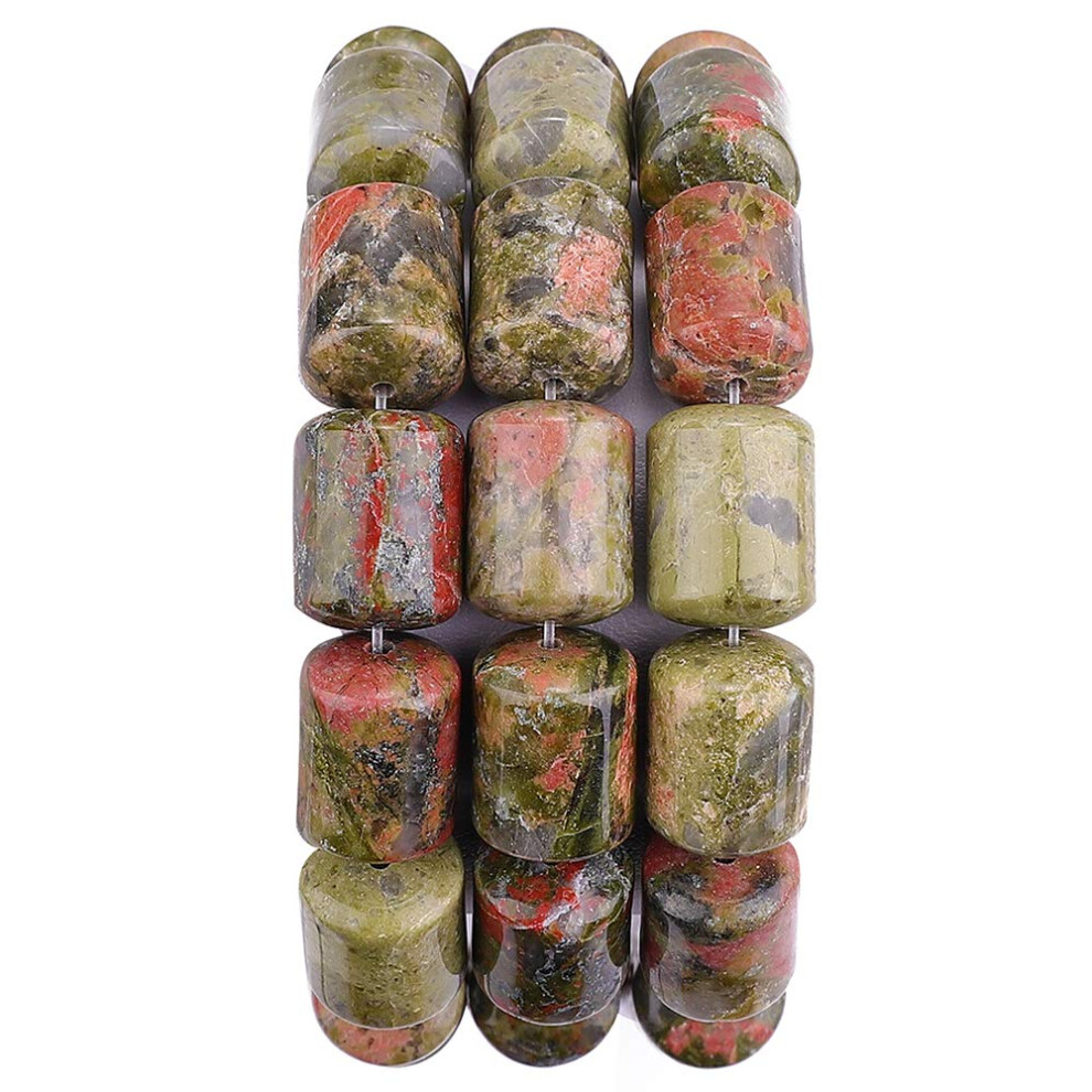 Beadia Nat Rlicher Unakit-Zylinderstein, Lose Halbedelsteinperlen Zur Schmuckherstellung, 10 Mm X 14 Mm, 38 Cm-image