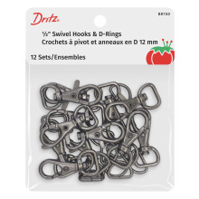 Dritz Swivel Hooks & D Rings 1/2in Gunmetal Bag & Tote Tilbehør 1/2 """" 12ct