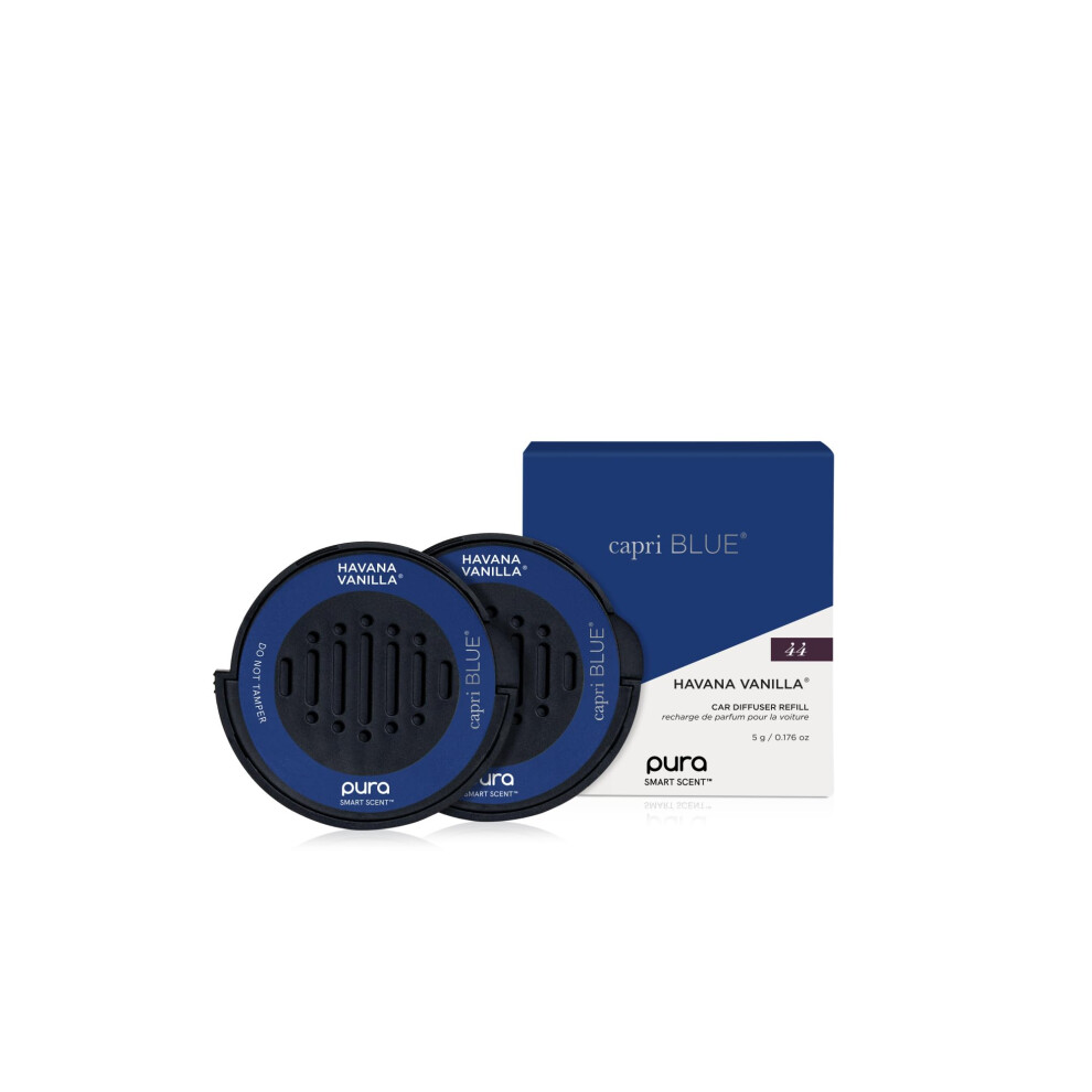 Capri Pura Car Diffuser Refills - Includes 2 Car Air Freshener Diffuser Refills Only - Long Lasting Luxury Scented Fresheners - 2 Pack (Havana Va Blue 617018020434