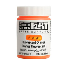 SoFlat Matte Acrylics by GOLDEN Fluorescent Orange 2 fl. oz. Jar Professional Acrylic Paint Semi-Transparent