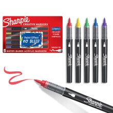 Sharpie Creative Acrylmarkers Diverse Kleuren Penseelpunt Op Waterbasis Set van 5 Perfect voor Kunstbenodigdheden, Hobby's en Rotsen Schilderen