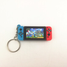 (Rainbow) Keychain Super Mario Switch Game Console Model Pendant Keyring Gifts Doll Mini