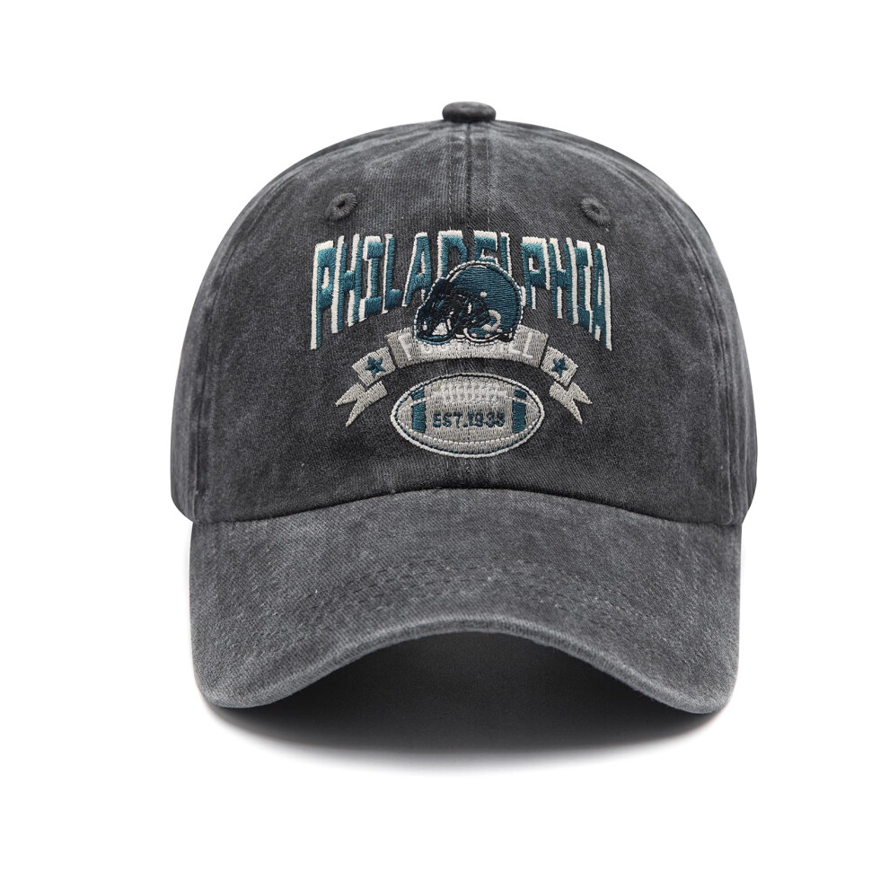 Casquette de baseball brod  e en denim d  lav   vintage pour homme et femme, unisexe, ajustable, en coton