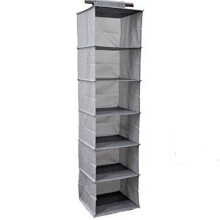 (Light Grey) 6 Shelf Layer Closet Hanging Clothes Shoes Storage Rack Pocket Organizer Hanger