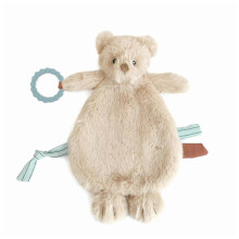 MON AMI Baldwin Bear Security Blanket with Silicone Teether - 12 Plush Lovey for Babies Soothing Sensory Snuggle Toy