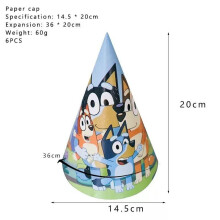 (6pcs-Paper Cap) Birthday Theme Bluey Party Decoration Pull Flag Insert Row Spiral Set Hanging