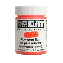 SoFlat Matte Acrylics by GOLDEN Fluorescent Red 2 fl. oz. Jar Professional Acrylic Paint Semi-Transparent